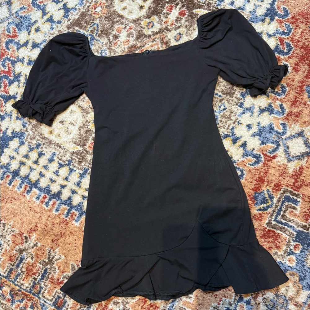 Princess Polly Black Puff Sleeve Mini Dress